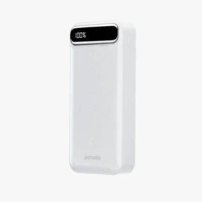 Porodo 20000mAh Power Bank with Digital Display - White